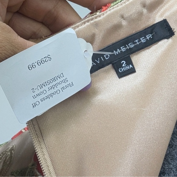 David meister floor length gown roses embroidery dress - Picture 2 of 5